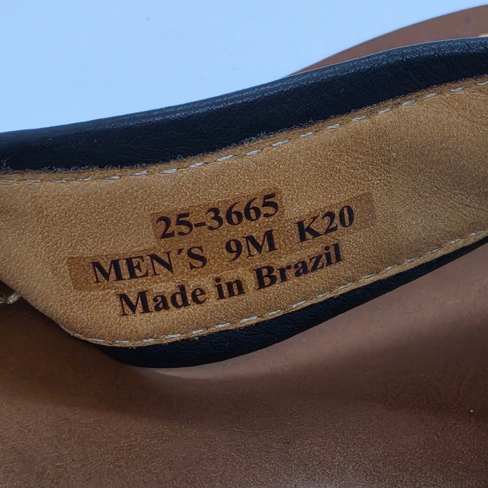 Johnston & Murphy Mens 9M Woven Leather Flip Flop Sandals Black Brown 25-3665 - Picture 5 of 9